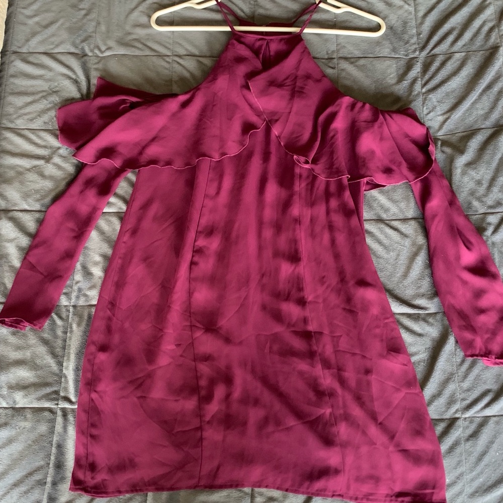 Fushia cold shoulder dress